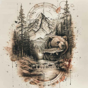 bears tattoo design ideas contrasting colors natural symbol of endurance