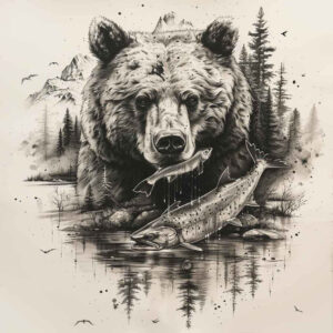 bears tattoo design ideas textured shading of nature symbolising resilience