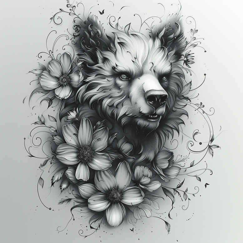 bears tattoo design ideas color blending powerful for triceps