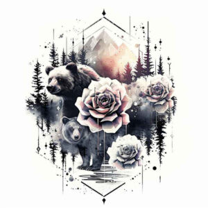 bears tattoo design ideas 3D-rendered spiritual for ankle