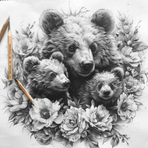 bears tattoo design ideas refined color palette symbol for shoulder blade