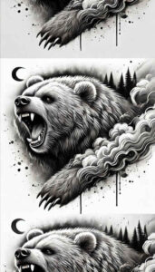 bears tattoo design ideas Surrealism floating elements symbol shows endurance