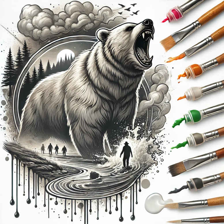 bears tattoo design ideas Realism subtle gradients tattoo for back