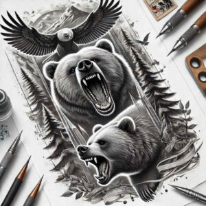 bears tattoo design ideas dynamic linework wild strength for nape