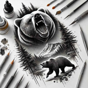 bears tattoo design ideas ornate wilderness for shoulder