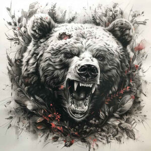 wild-bear – tattoo design ideas free ai generated – realism-skin-texture – for-palm – Gallery: bears-inkby-ai