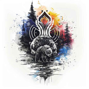 wild-bear – tattoo design ideas free ai generated – surrealism-altered-reality – for-behind-ear – Gallery: bears-inkby-ai