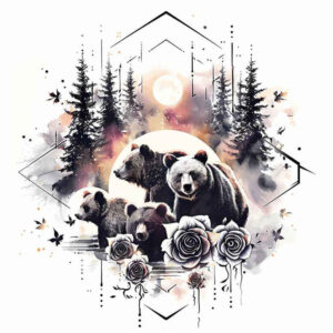 wild-bear-spirit – tattoo design ideas free ai generated – realism-lifelike-eyes – for-toe – Gallery: bears-inkby-ai