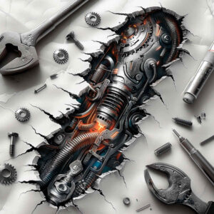 artificial-muscle-tattoo – tattoo design ideas free ai generated – neotraditional-decorative-flourishes – for-behind-ear – Gallery: biomechanics-inkby-ai