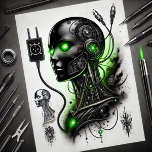 artificial-muscle-tattoo – tattoo design ideas free ai generated – realism-clean-background – for-thigh – Gallery: biomechanics-inkby-ai