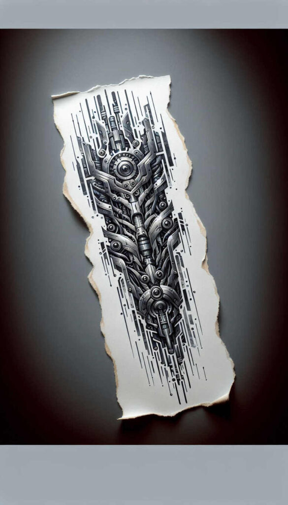 artificial-muscle-tattoo – tattoo design ideas free ai generated – realism-moist-effect – for-lower-leg – Gallery: biomechanics-inkby-ai