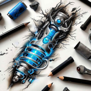 artificial-muscle-tattoo – tattoo design ideas free ai generated – surrealism-phantom-shadows – for-shin – Gallery: biomechanics-inkby-ai