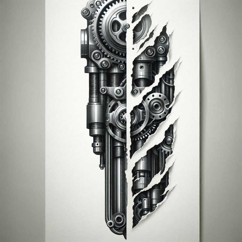 artistic-biomechanical-tattoo – tattoo design ideas free ai generated – realism-realistic-perspective – for-behind-ear – Gallery: biomechanics-inkby-ai