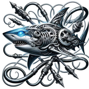 bio-mechanical-pattern – tattoo design ideas free ai generated – neotraditional-subtle-tone – for-behind-ear – Gallery: biomechanics-inkby-ai