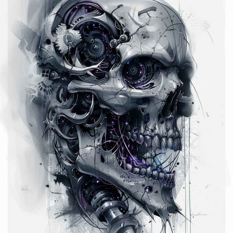 bio-mechanical-pattern – tattoo design ideas free ai generated – neotraditional-vivid-gradients – for-scapula – Gallery: biomechanics-inkby-ai