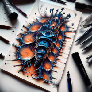 bio-mechanical-pattern – tattoo design ideas free ai generated – realism-dynamic-shadows – for-forearm – Gallery: biomechanics-inkby-ai