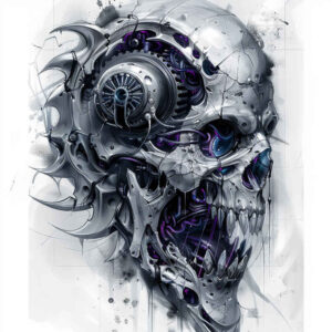 bio-mechanical-pattern – tattoo design ideas free ai generated – realism-light-play – for-full-back – Gallery: biomechanics-inkby-ai
