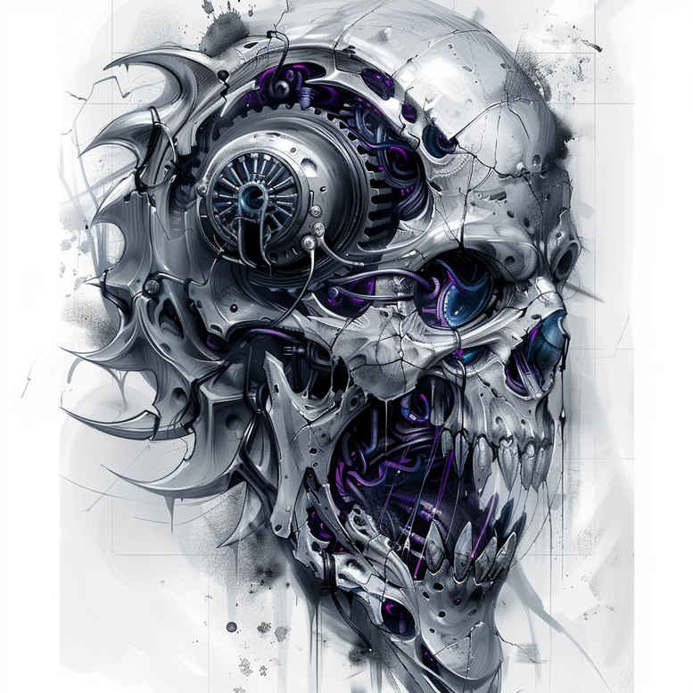 bio-mechanical-pattern – tattoo design ideas free ai generated – realism-light-play – for-full-back – Gallery: biomechanics-inkby-ai
