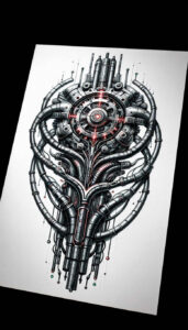 biomech-design – tattoo design ideas free ai generated – neotraditional-artful-color – for-ribs – Gallery: biomechanics-inkby-ai