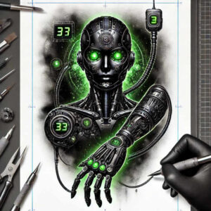 biomech-design – tattoo design ideas free ai generated – neotraditional-vivid-detail – for-behind-ear – Gallery: biomechanics-inkby-ai