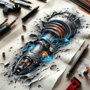 biomech-design – tattoo design ideas free ai generated – surrealism-phantasmagoria – for-upper-thigh – Gallery: biomechanics-inkby-ai