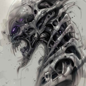 biomech-design – tattoo design ideas free ai generated – surrealism-phantom – for-back-of-neck – Gallery: biomechanics-inkby-ai