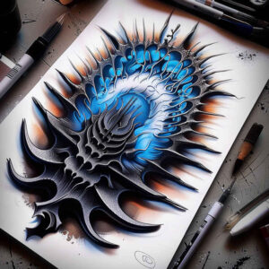 biomech-design – tattoo design ideas free ai generated – surrealism-visionary – for-back-shoulder – Gallery: biomechanics-inkby-ai