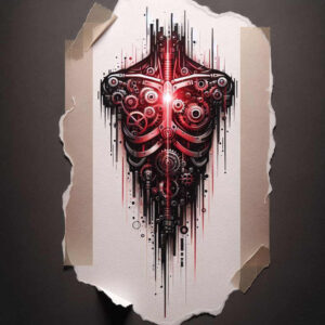 biomech-illustration-tattoo – tattoo design ideas free ai generated – neotraditional-balanced-color – for-temple – Gallery: biomechanics-inkby-ai