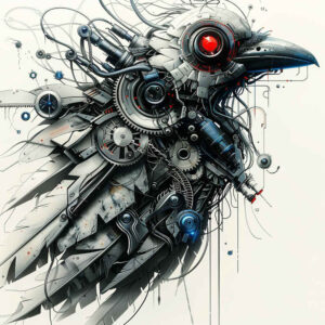 biomech-illustration-tattoo – tattoo design ideas free ai generated – surrealism-unconscious-imagery – for-lower-chest – Gallery: biomechanics-inkby-ai