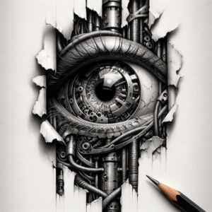 biomechanical-art – tattoo design ideas free ai generated – neotraditional-detailed-textures – for-upper-thigh – Gallery: biomechanics-inkby-ai