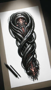 biomechanical-art – tattoo design ideas free ai generated – neotraditional-ornamental – for-lower-back – Gallery: biomechanics-inkby-ai