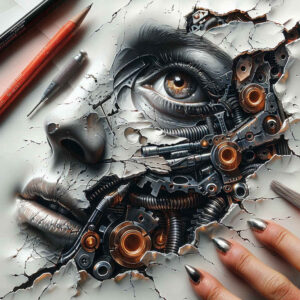 biomechanical-composition-tattoo – tattoo design ideas free ai generated – neotraditional-bold-highlights – for-biceps – Gallery: biomechanics-inkby-ai