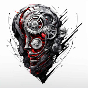 biomechanical-composition-tattoo – tattoo design ideas free ai generated – neotraditional-bold-outline – for-neck – Gallery: biomechanics-inkby-ai