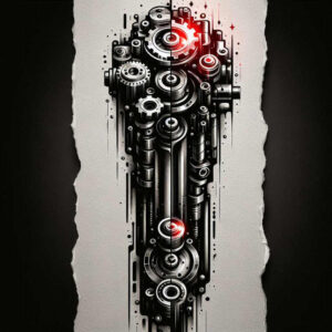 biomechanical-composition-tattoo – tattoo design ideas free ai generated – neotraditional-refined-lines – for-ankle – Gallery: biomechanics-inkby-ai