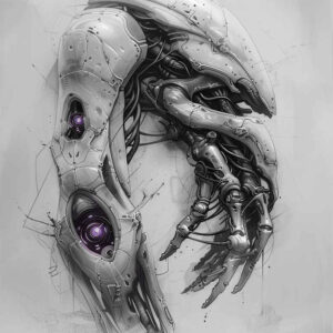 biomechanical-composition-tattoo – tattoo design ideas free ai generated – neotraditional-rich-blacks – for-lower-back – Gallery: biomechanics-inkby-ai