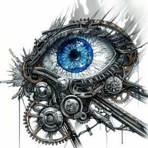 biomechanical-composition-tattoo – tattoo design ideas free ai generated – realism-contrast-play – for-neck – Gallery: biomechanics-inkby-ai