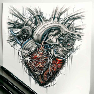 biomechanical-detail-tattoo – tattoo design ideas free ai generated – neotraditional-vivid-detail – for-scapula – Gallery: biomechanics-inkby-ai