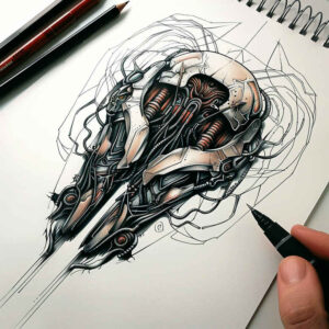 biomechanical-detail-tattoo – tattoo design ideas free ai generated – realism-light-play – for-toe – Gallery: biomechanics-inkby-ai