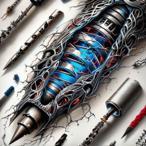 biomechanical-detail-tattoo – tattoo design ideas free ai generated – realism-natural-blush – for-back-of-neck – Gallery: biomechanics-inkby-ai