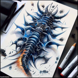 biomechanical-detail-tattoo – tattoo design ideas free ai generated – realism-realistic-perspective – for-sternum – Gallery: biomechanics-inkby-ai
