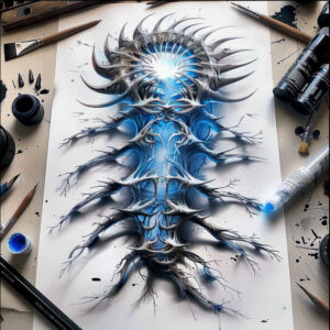 biomechanical-effect-tattoo – tattoo design ideas free ai generated – neotraditional-bold-highlights – for-temple – Gallery: biomechanics-inkby-ai