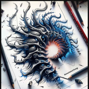 biomechanical-effect-tattoo – tattoo design ideas free ai generated – neotraditional-clean-fill – for-elbow – Gallery: biomechanics-inkby-ai