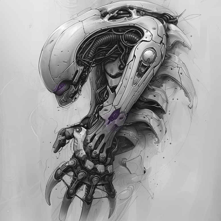 biomechanical-effect-tattoo – tattoo design ideas free ai generated – realism-photographic-quality – for-calf – Gallery: biomechanics-inkby-ai