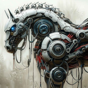 biomechanical-engineering-tattoo – tattoo design ideas free ai generated – neotraditional-color-blending – for-lower-thigh – Gallery: biomechanics-inkby-ai