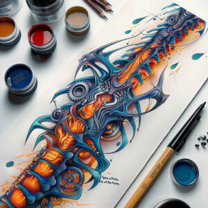 biomechanical-engineering-tattoo – tattoo design ideas free ai generated – neotraditional-modern-classic – for-upper-shoulder – Gallery: biomechanics-inkby-ai
