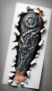 biomechanical-engineering-tattoo – tattoo design ideas free ai generated – neotraditional-refined-lines – for-outer-arm – Gallery: biomechanics-inkby-ai