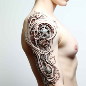 biomechanical-engineering-tattoo – tattoo design ideas free ai generated – surrealism-enigmatic-aura – for-side – Gallery: biomechanics-inkby-ai