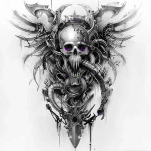 biomechanical-engineering-tattoo – tattoo design ideas free ai generated – surrealism-symbolic – for-knee – Gallery: biomechanics-inkby-ai