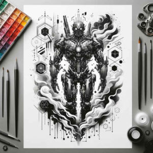 biomechanical-lifestyle-tattoo – tattoo design ideas free ai generated – neotraditional-crisp-lines – for-ankle – Gallery: biomechanics-inkby-ai