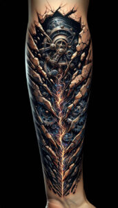 biomechanical-lifestyle-tattoo – tattoo design ideas free ai generated – neotraditional-enhanced-shading – for-shin – Gallery: biomechanics-inkby-ai